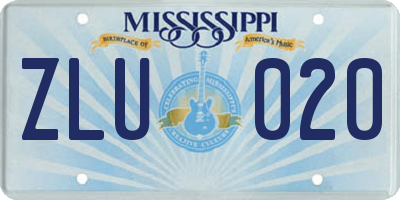MS license plate ZLU020