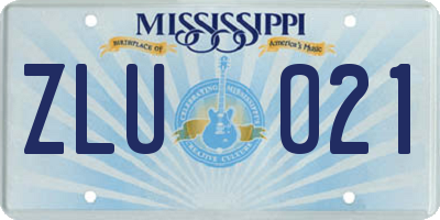 MS license plate ZLU021