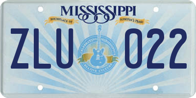 MS license plate ZLU022