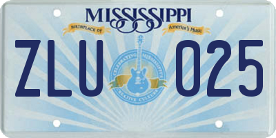 MS license plate ZLU025