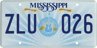 MS license plate ZLU026