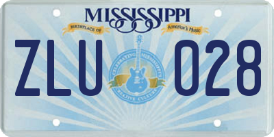 MS license plate ZLU028