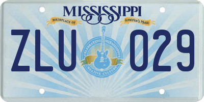 MS license plate ZLU029