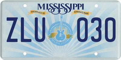 MS license plate ZLU030
