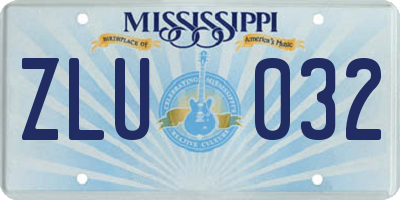MS license plate ZLU032