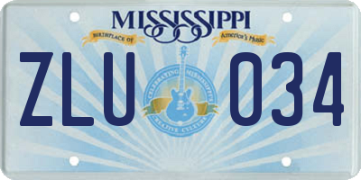 MS license plate ZLU034