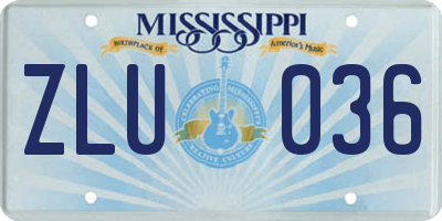MS license plate ZLU036