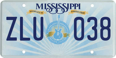 MS license plate ZLU038