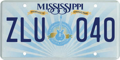 MS license plate ZLU040