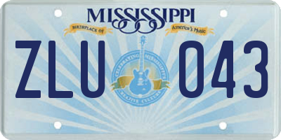 MS license plate ZLU043