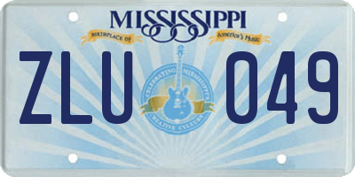 MS license plate ZLU049