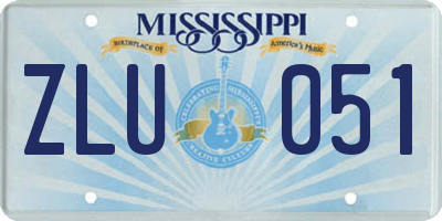 MS license plate ZLU051