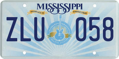 MS license plate ZLU058