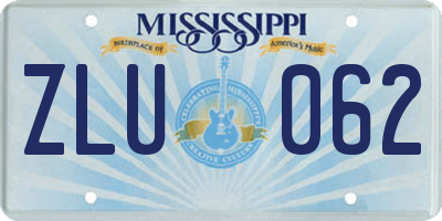 MS license plate ZLU062