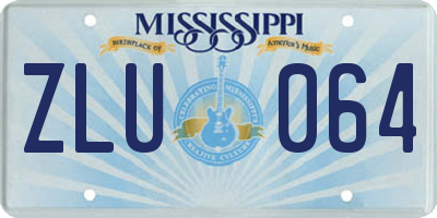 MS license plate ZLU064