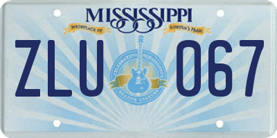 MS license plate ZLU067
