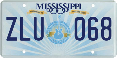 MS license plate ZLU068