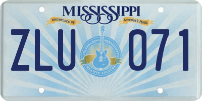 MS license plate ZLU071