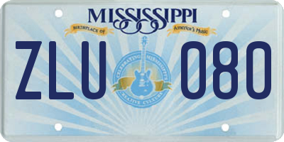 MS license plate ZLU080