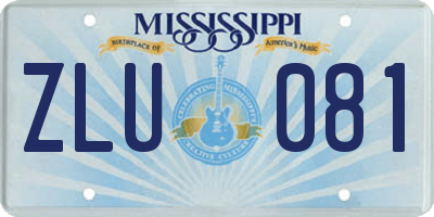 MS license plate ZLU081