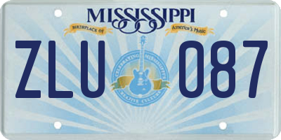 MS license plate ZLU087