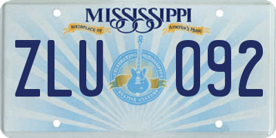 MS license plate ZLU092