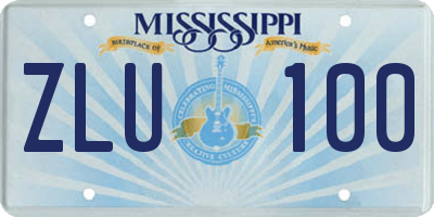 MS license plate ZLU100