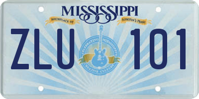 MS license plate ZLU101
