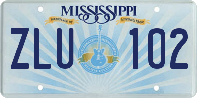 MS license plate ZLU102