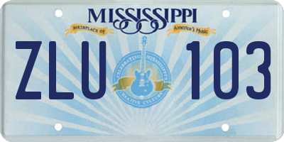 MS license plate ZLU103
