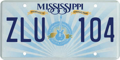 MS license plate ZLU104