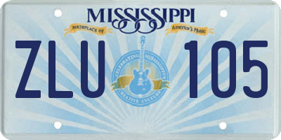 MS license plate ZLU105