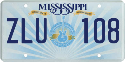 MS license plate ZLU108