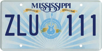 MS license plate ZLU111