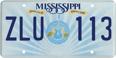 MS license plate ZLU113