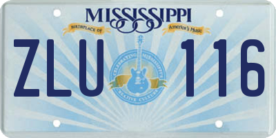 MS license plate ZLU116