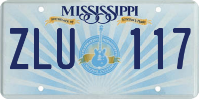 MS license plate ZLU117