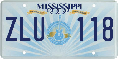 MS license plate ZLU118