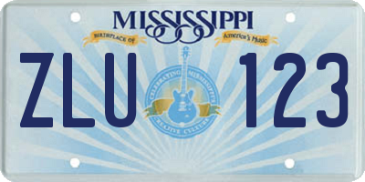 MS license plate ZLU123