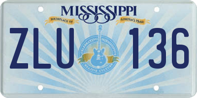 MS license plate ZLU136