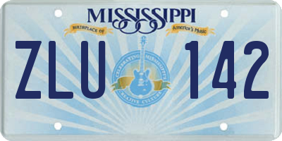 MS license plate ZLU142