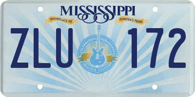 MS license plate ZLU172