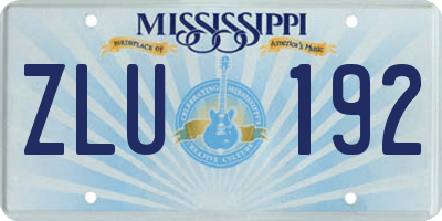 MS license plate ZLU192