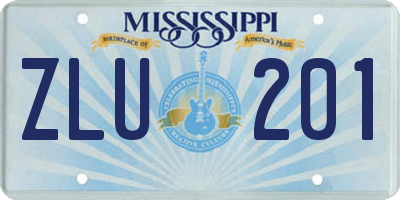 MS license plate ZLU201