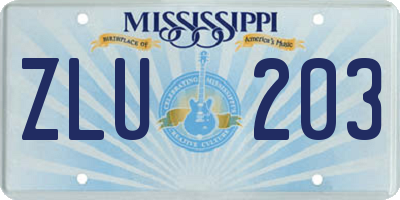 MS license plate ZLU203