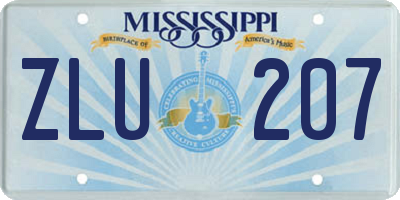 MS license plate ZLU207