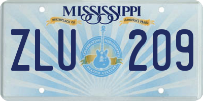 MS license plate ZLU209