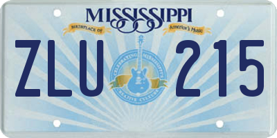 MS license plate ZLU215