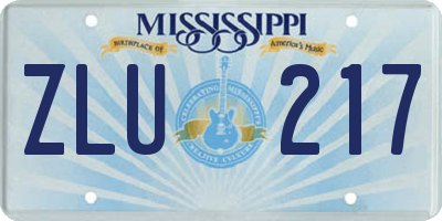 MS license plate ZLU217