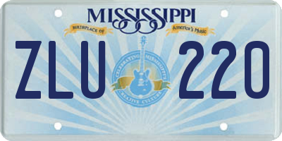 MS license plate ZLU220